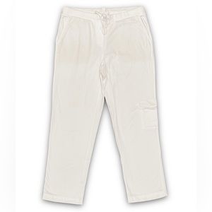 J.Jill Women’s Cropped Cargo Pants White Cotton Drawstring Pockets Size XSP